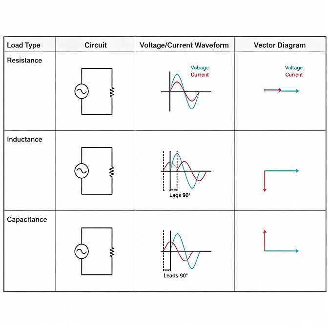 Key Differences of Three Types of Electrical Loads